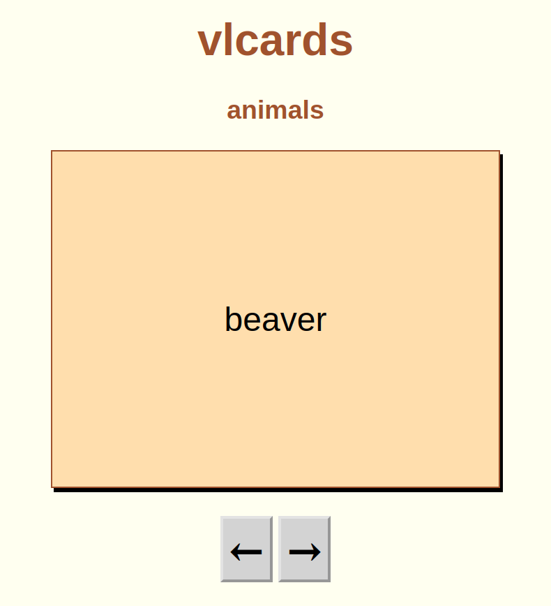 vlkcards front page of animals