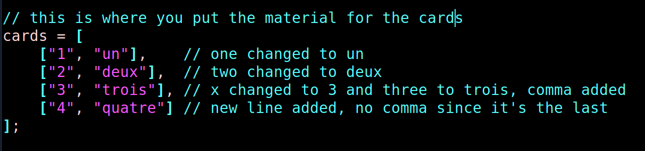 vlkcards modified array